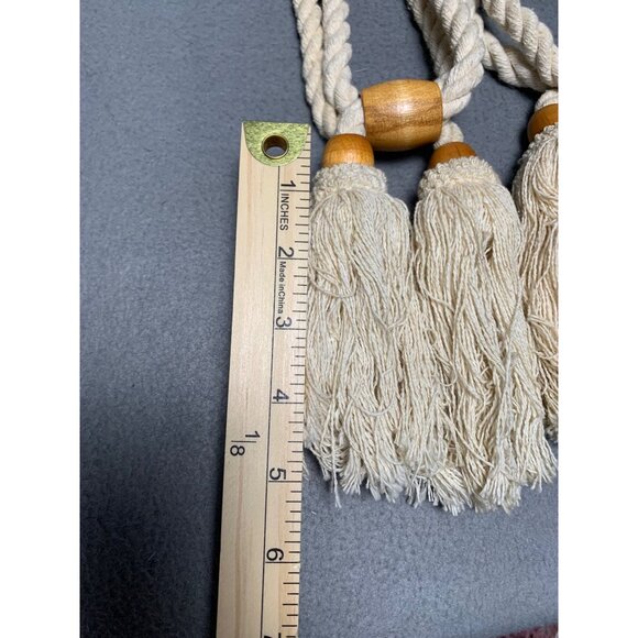 Vintage Curtain Tiebacks with Tassels & Wooden Beads Set of 2 - Picture 6 of 8